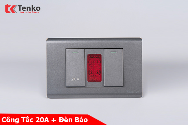 Công Tắc Điện 20A Công Suất Cao Cho Nóng lạnh Và Điều Hòa Cao Cấp TENKO TK-C25-081 – Mặt Nhựa PC Xám