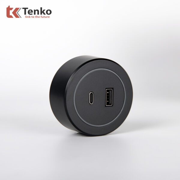 Ổ Cắm USB Sạc Type A và Type C Cho Thanh Ray Chính Hãng Tenko TK-RU01 Màu Đen