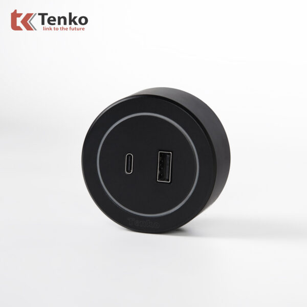 Ổ Cắm USB Sạc Type A và Type C Cho Thanh Ray Chính Hãng Tenko TK-RU01 Màu Đen